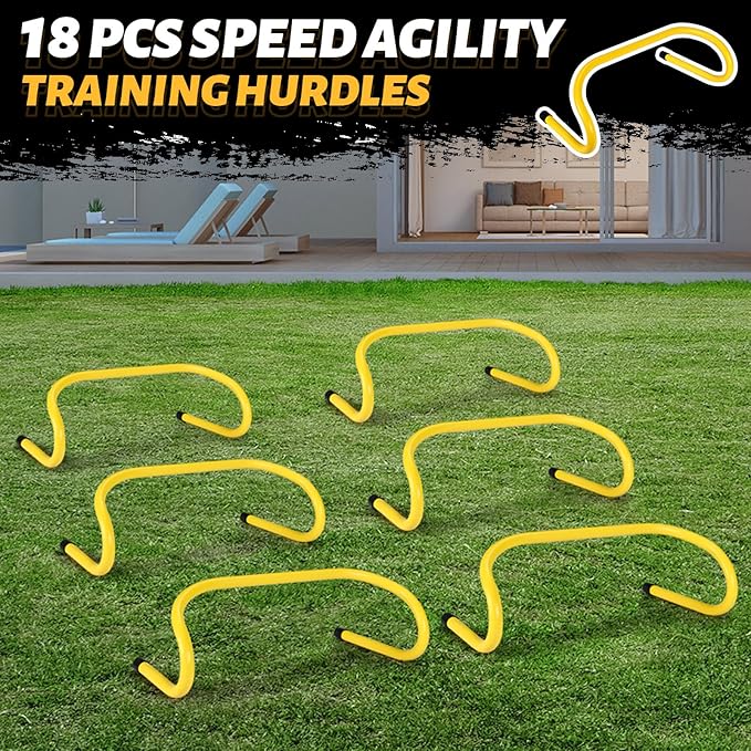 Wettarn 18 Pcs 6" Speed Training Hurdles Durable Agility Training Hurdle Agility Plyometric and All