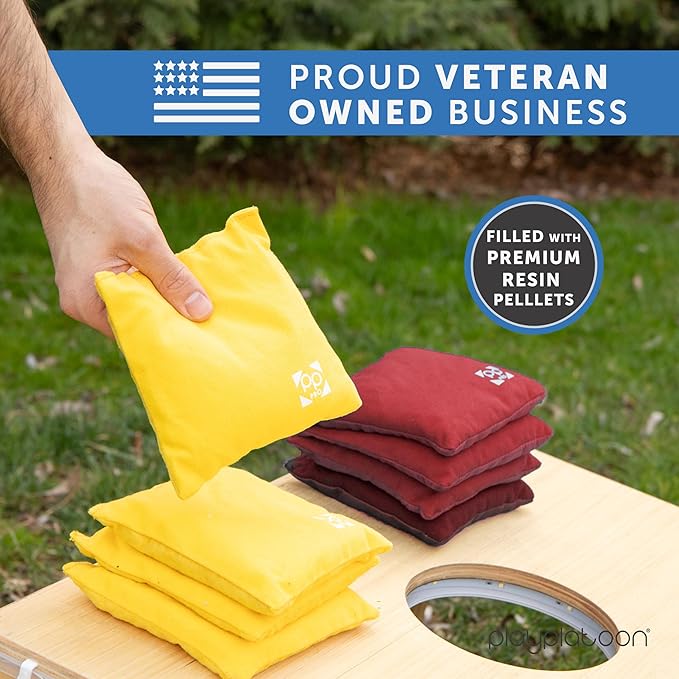 Professional Cornhole Bags - Set of 8 Regulation All Weather Double Sided - Sticky Side/Slick Side