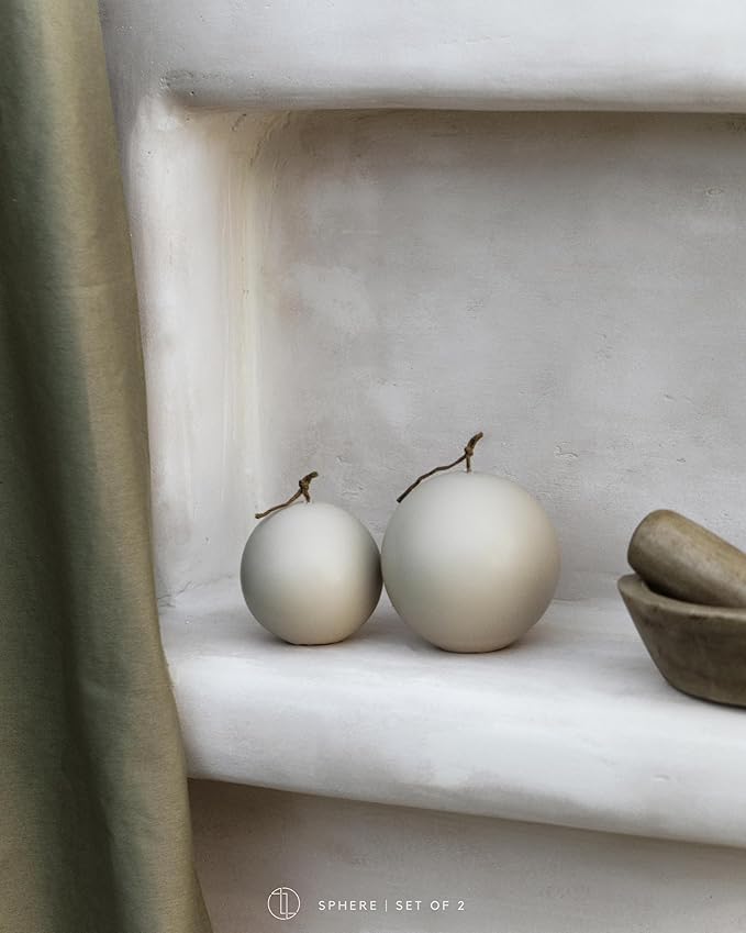 LAWA Sphere Set of 2 Candle - Beautiful Handmade Pillar Scented Soy Wax Elegant Aesthetic Candle
