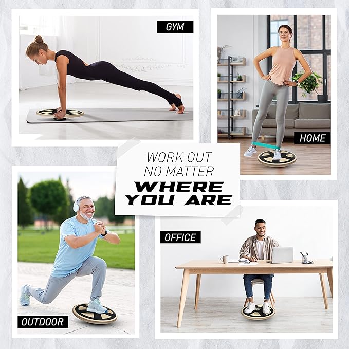 Yes4All Versatile Wooden Wobble Balance Board, Balance Trainer for Mobility Training, Standing