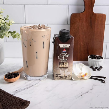 Atkins Iced Coffee Vanilla Latte Protein Shake, 15g Protein, Low Glycemic, 4g Net Carb, 1g Sugar