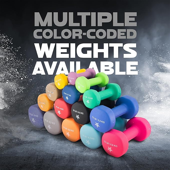 Yes4All Neoprene Coated Dumbbell Hand Weight Sets of 2 - Multiple Weight Options with 15 Colors