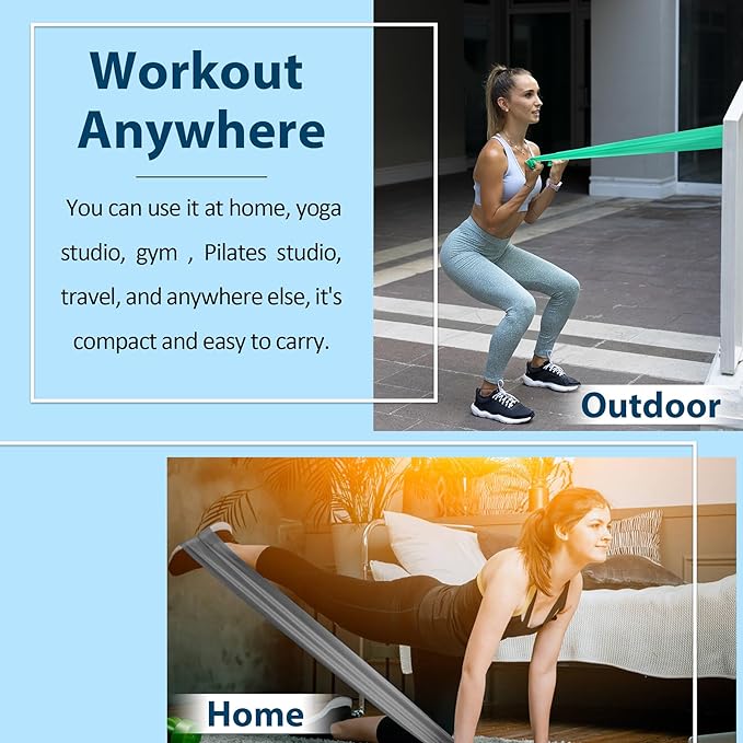 Resistance Bands for Working Out, Physical Therapy Bands, Latex Free Elastic and Exercise Bands Set