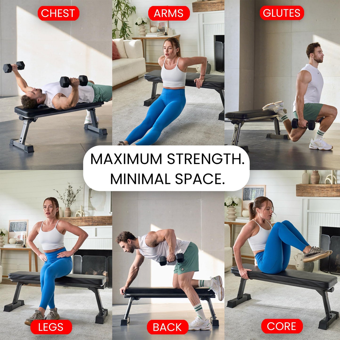 Finer Form Gym Quality Foldable Flat Bench for Multi-Purpose Weight Training and Ab Exercises
