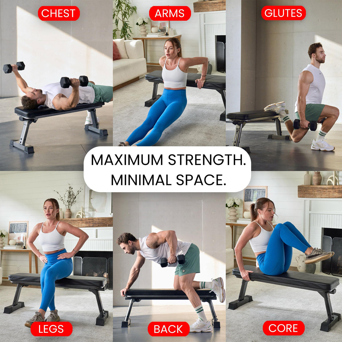 Finer Form Gym Quality Foldable Flat Bench for Multi-Purpose Weight Training and Ab Exercises