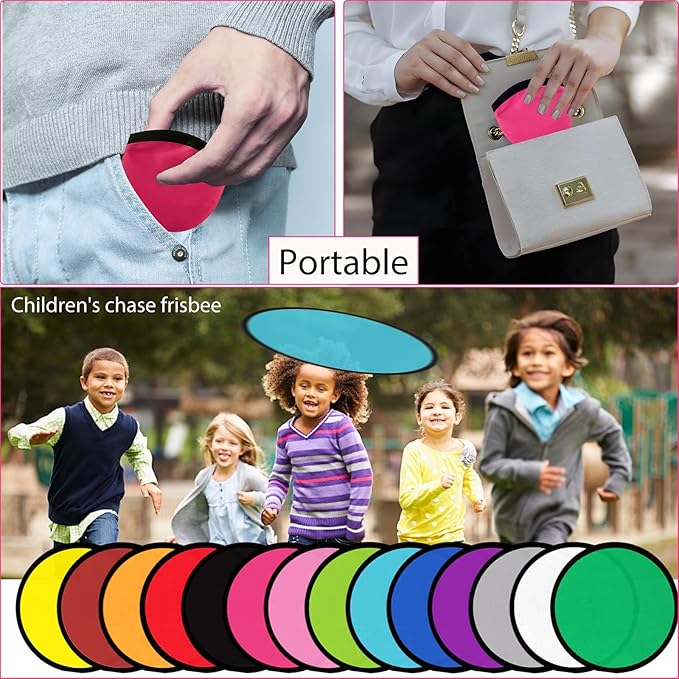 Foldable Flying Disc Fans Set with Bags, 9.8 Inch Black Egde Fabric Beach Flying Disc for Wedding