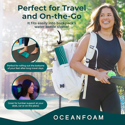 Oceanfoam Ripple Travel Foam Roller (11" x 3.35") Firm Mini Foam Roller for Physical Therapy, Deep