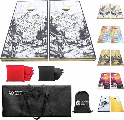 Cornhole Board Set 4FTx2FT Solid Wood Regulation Size Cornhole Set Includes 8 Cornhole Bags for