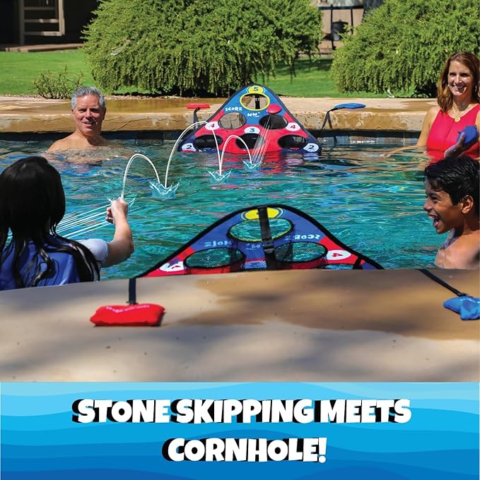 SKIP NN' HOLE Original Fun Stonne Skipping Meets Pool Cornhole Game Floating | for All Ages | Fun