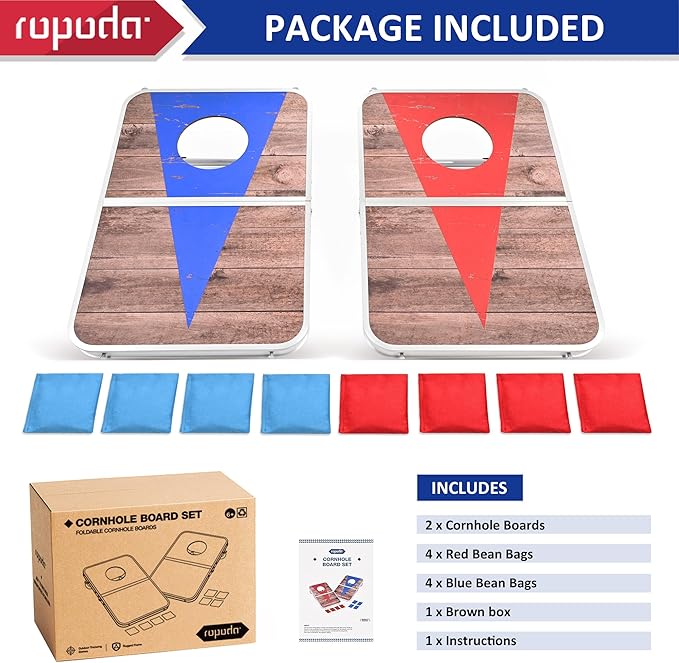 ROPODA Portable Cornhole Board Set,24 x 16 in Corn Hole Games for Adults with 8 Bean Bags