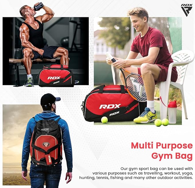 RDX 50L Gym Bag with Ventilated Shoes Compartment, All In One Backpack Duffle Holdall, Fitness