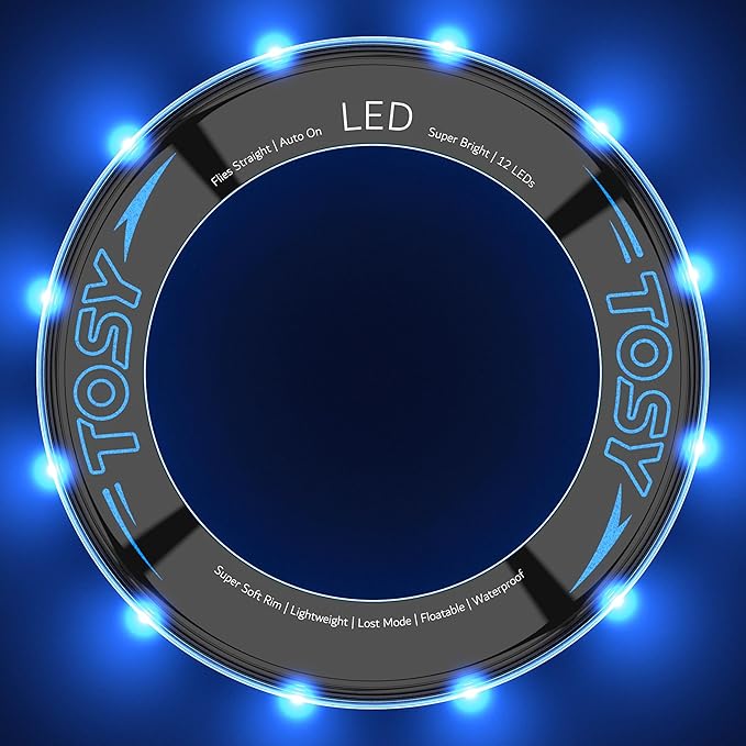 TOSY Flying Ring - 16 Million Color RGB or 12 LEDs, Super Bright, Lost Mode, Auto Light Up, Camping