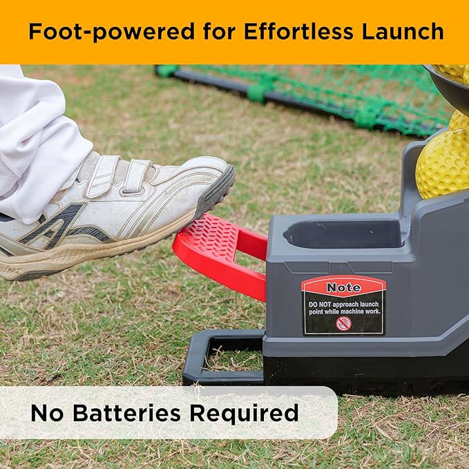Furlihong 691BH Baseball Softball Toss Machine, Foot-Operated, No Power Needed, 4 Adjustable Gears