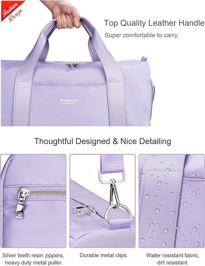 Gym Bag for Women Girls with Shoe Compartment & Wet Pocket - Duffle Bag for Travel Sports Fitness