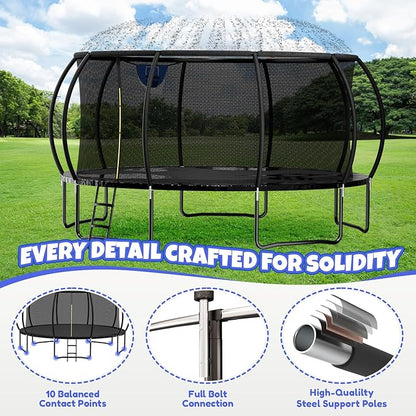 Trampoline 8FT 10FT 12FT 14FT 16FT, Outdoor Trampolines for Kids and Adults, Recreational