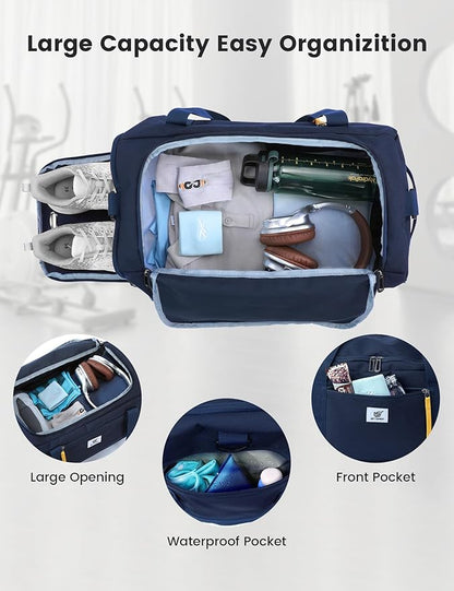 SKYSPER Gym Bag Men Women - 40L Sports Bag Duffle Backpack with Shoe Compartment Wet Pocket for