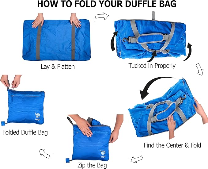 Bago Large Foldable Duffel Bags for Traveling Women & Men - 100L Packable Duffle Bag for Travel