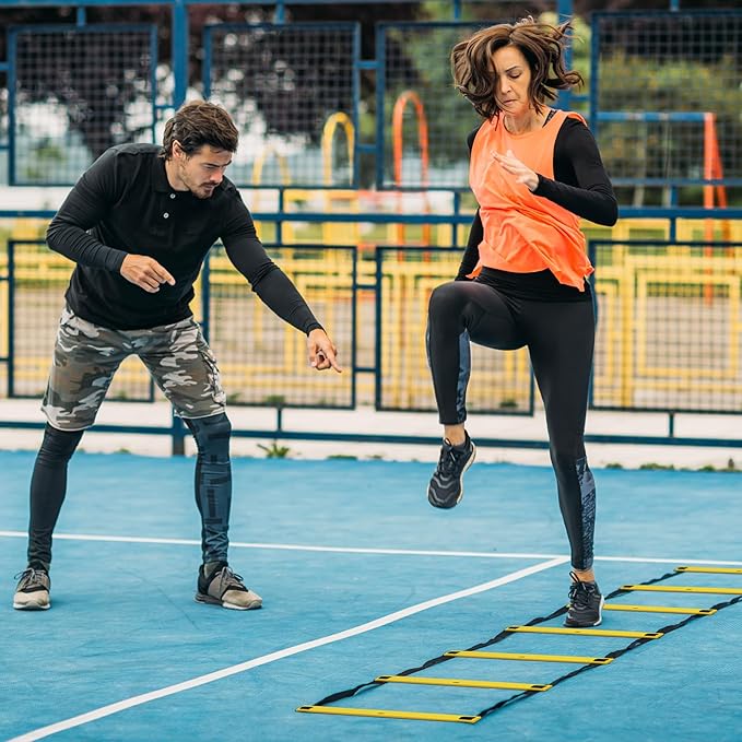Speed and Agility Training Equipment: 5 Adjustable Agility Hurdles. 20ft Agility Ladder, Soccer