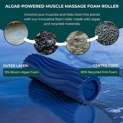 Oceanfoam Ripple Travel Foam Roller (11" x 3.35") Firm Mini Foam Roller for Physical Therapy, Deep