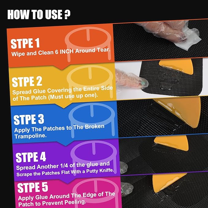 Self-Adhesive Trampoline Patch Repair Kit | Repair Trampoline Mat Tear or Hole in a Trampoline Mat