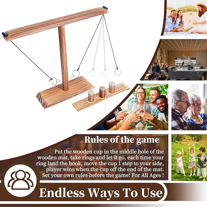 Ring toss Game, Large Base Hook and Ring Game, Hook and Ring Throwing Game for Adults Kids