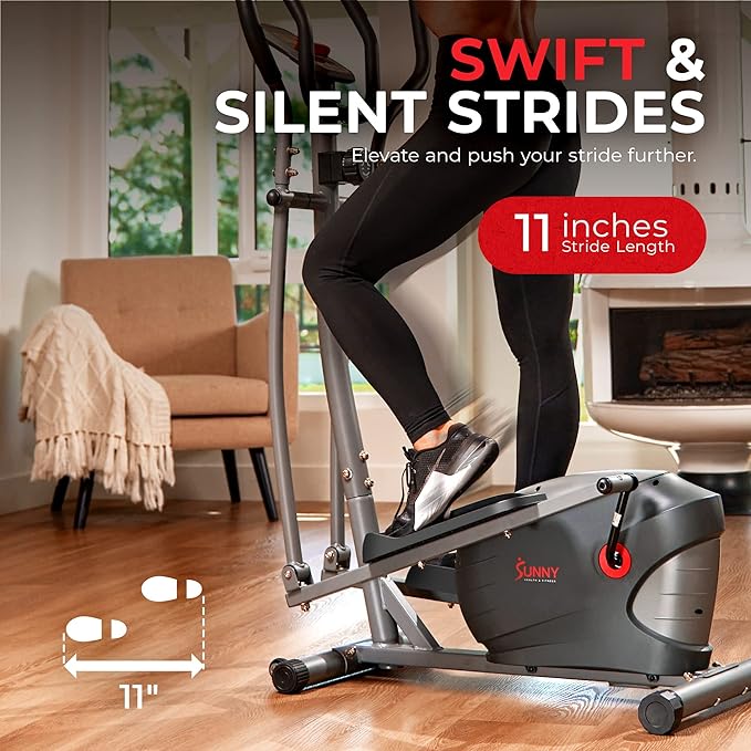 Sunny Health & Fitness Smart 2-in-1 Upright Elliptical Full-Body Exerciser, Home Cross-Training