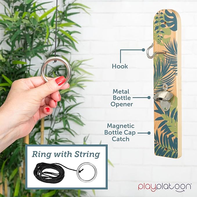 Play Platoon Hook and Ring Toss Bar Game for Adults - Wood Toss Ring Game for Adults - Perfect
