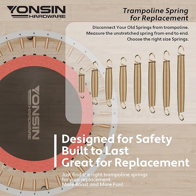 Trampoline Springs Heavy Duty with Swivel & Straight Hooks, Stainless Steel Trampoline Accessories