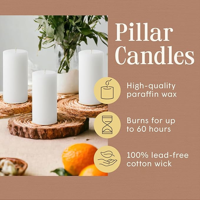 Mister Candle Citronella Candles, Ideal for Outdoor & Indoor, 3x6 Pillar Candles Set of 3, Hand