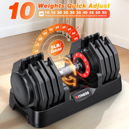 XDDIAS Adjustable Dumbbells Set of 2, Weight Set at Home (55LB 10-Level)