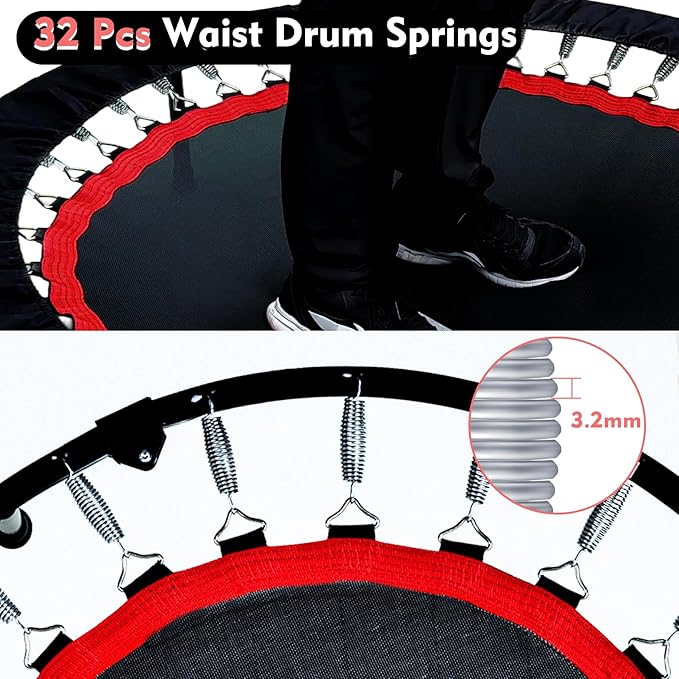 450 LBS Foldable Mini Trampoline for Adults & Kids 40" Rebounder Trampoline with Adjustable Foam