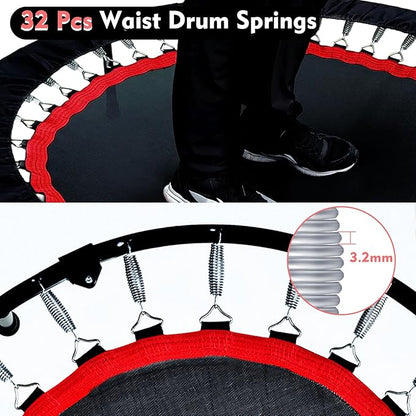 450 LBS Foldable Mini Trampoline for Adults & Kids 40" Rebounder Trampoline with Adjustable Foam