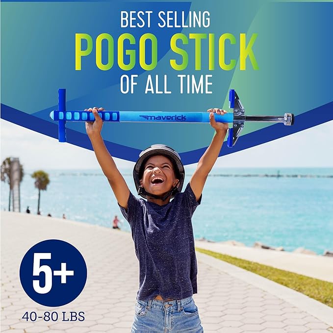 Flybar Maverick Pogo Stick for Kids Ages 5+, 40 to 80 Pounds, Perfect for Beginners, Easy Grip