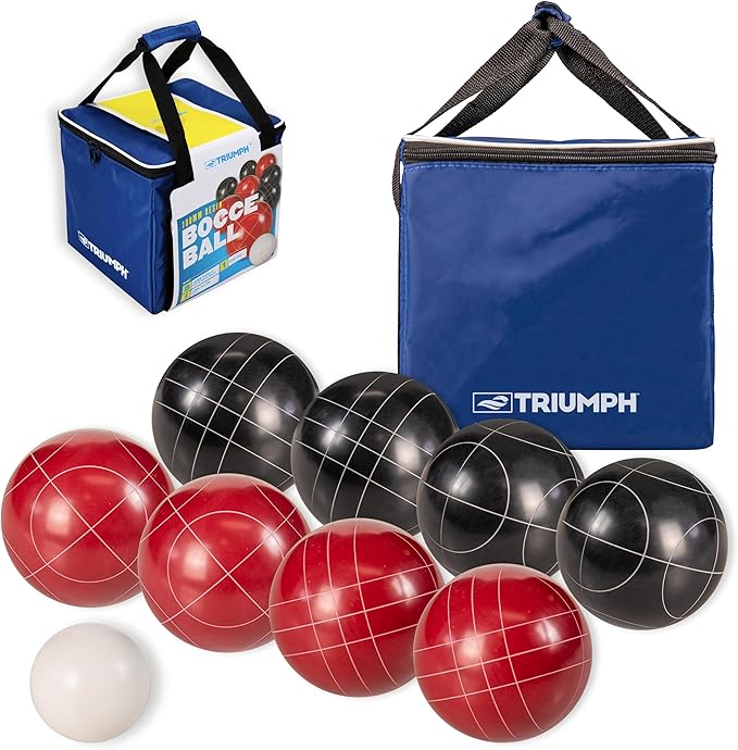 Triumph Sports Competition 100mm Resin Bocce Ball Outdoor Game Set with Carrying Bag for Easy