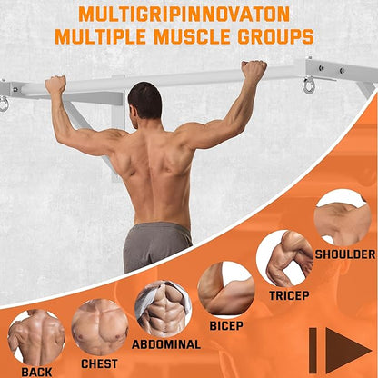 Pull Up Bar Wall Mounted, Heavy Duty 650 lbs Capacity Chin Up Bar, 48" Multi-Grip Strength Training