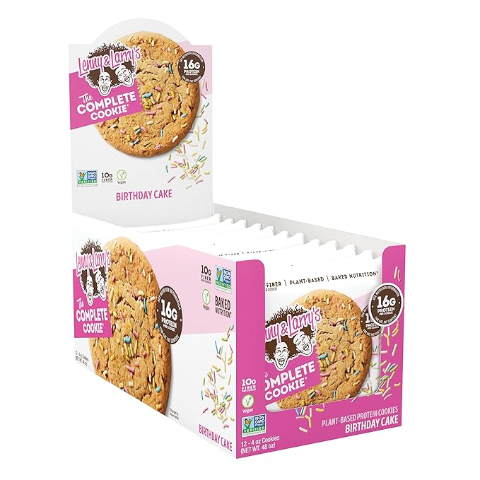 Lenny & Larry's The Complete Cookie, Birthday Cake, Soft Baked, 16g Plant Protein, Vegan, Non-GMO