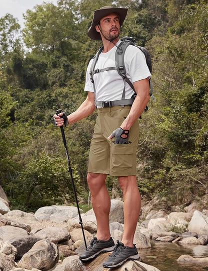 CRYSULLY Men's Hiking Cargo Shorts Outdoor Summer Lightweight Quick Dry Work Casual Shorts with 5