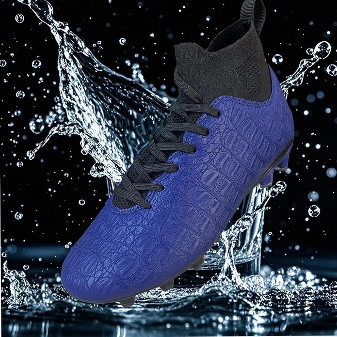 Soccer Cleats High-Top Outdoor Non-Slip Football Shoes Protection Lightweight for Firm Ground