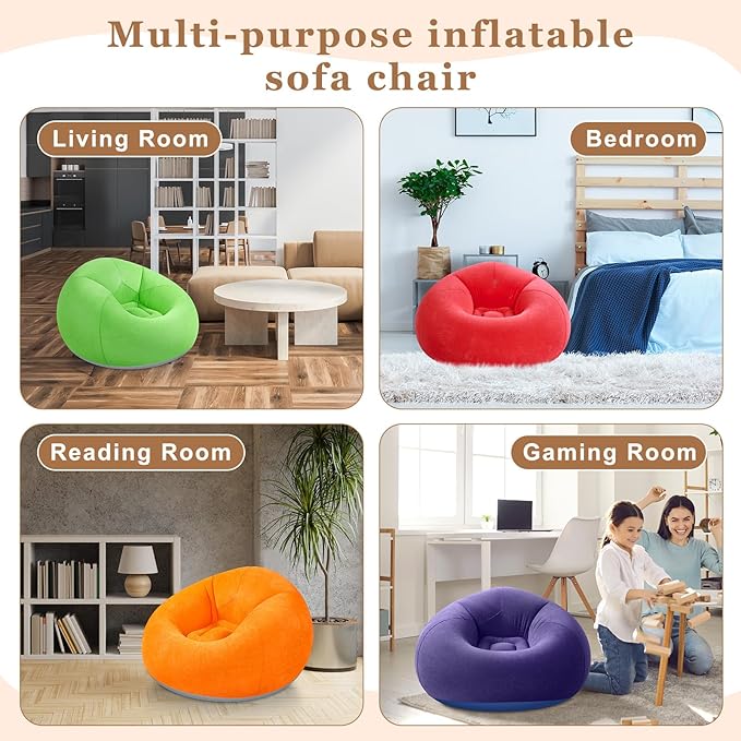 Realspring 6 Pcs Bean Bag Chairs for Adults Inflatable Chairs with Electric Air Pump,Blow up Couch