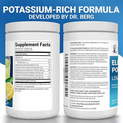 Dr. Berg Zero Sugar Hydration Keto Electrolyte Powder - Enhanced w/ 1000 mg of Potassium & Real