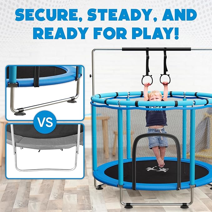 Toddler Trampoline for Kids Ages 3-8 - 5 ft Toddler Trampoline with Net, Basketball Hoop, Ocean