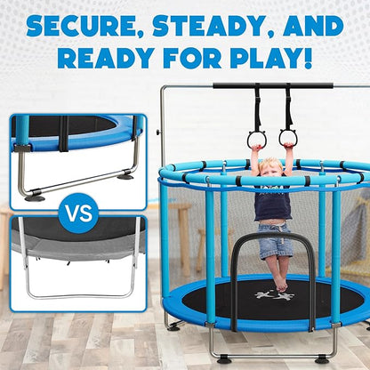 Toddler Trampoline for Kids Ages 3-8 - 5 ft Toddler Trampoline with Net, Basketball Hoop, Ocean