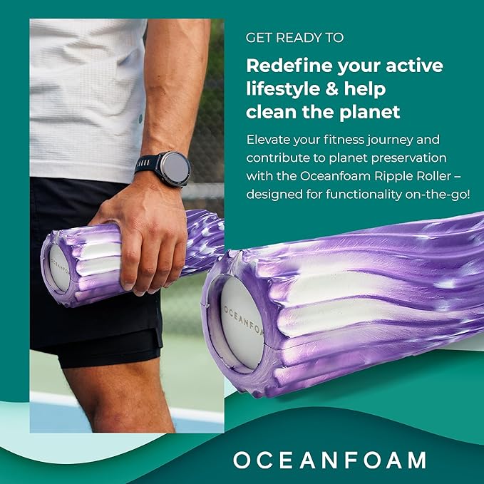 Oceanfoam Ripple Travel Foam Roller (11" x 3.35") Firm Mini Foam Roller for Physical Therapy, Deep