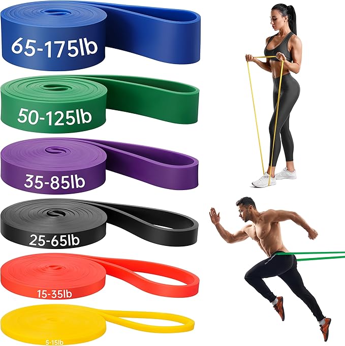 Resistance Bands for Working Out, 6 Packs Exercise Bands, Workout Bands, Pull Up Assistance Bands