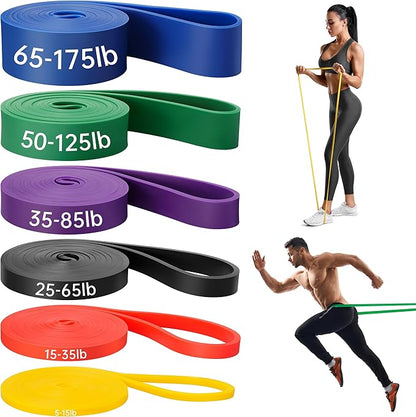 Resistance Bands for Working Out, 6 Packs Exercise Bands, Workout Bands, Pull Up Assistance Bands