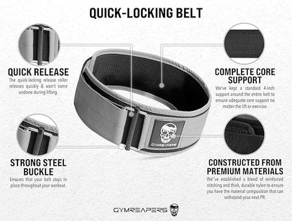 Gymreapers Quick Locking Weight Lifting Belt for Men Gym Belt for Powerlifting Deadlift Belt with 4