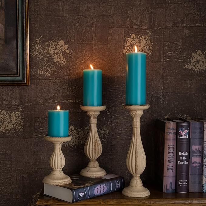 MOZEAL 3" x 6" Hand-Poured Unscented Candle,Dripless Pillar Candle Set of 3,Long Lasting