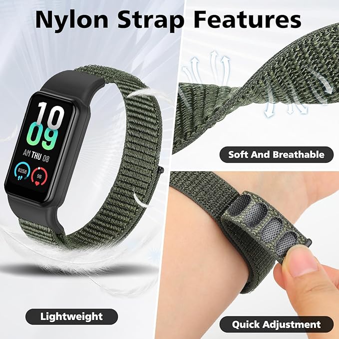 YCHDDER Solo Loop Nylon Bands Compatible with Amazfit Band 7 Straps,Soft Breathable Comfortable
