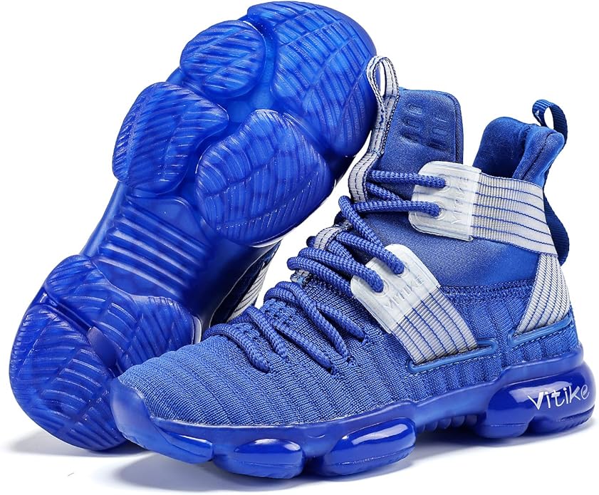 VITUOFLY Kids Basketball Shoes Boys Air Cushion Sneakers Girls Mid Top School Hoops Shoes Non-Slip