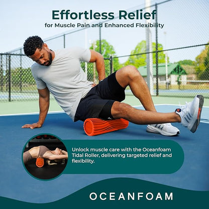 Oceanfoam Tidal Roller - Orange - Muscle Massage Foam Roller for Back Pain & Stretching - Firm and